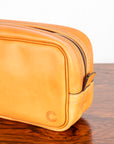 Croots Vegetable Tanned Leather Wash Bag Natural