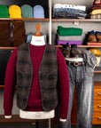 RRL Monroe Wool-Cotton Vest Brown Plaid