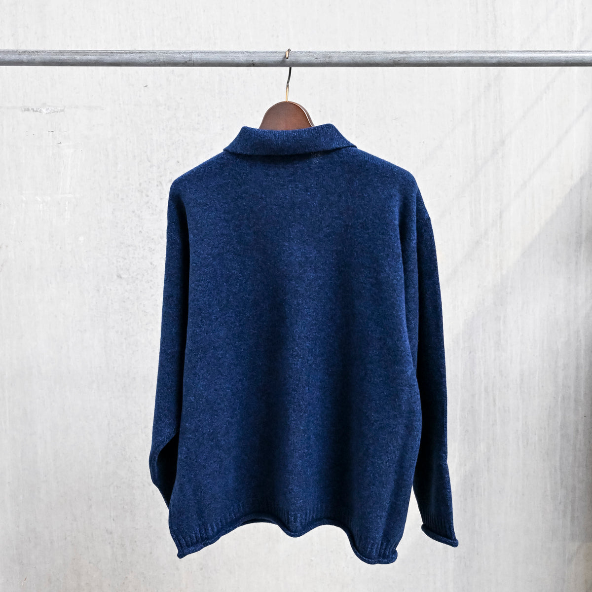 Olde H &amp; Daughter Wool Cashmere Zip Polo Midnite