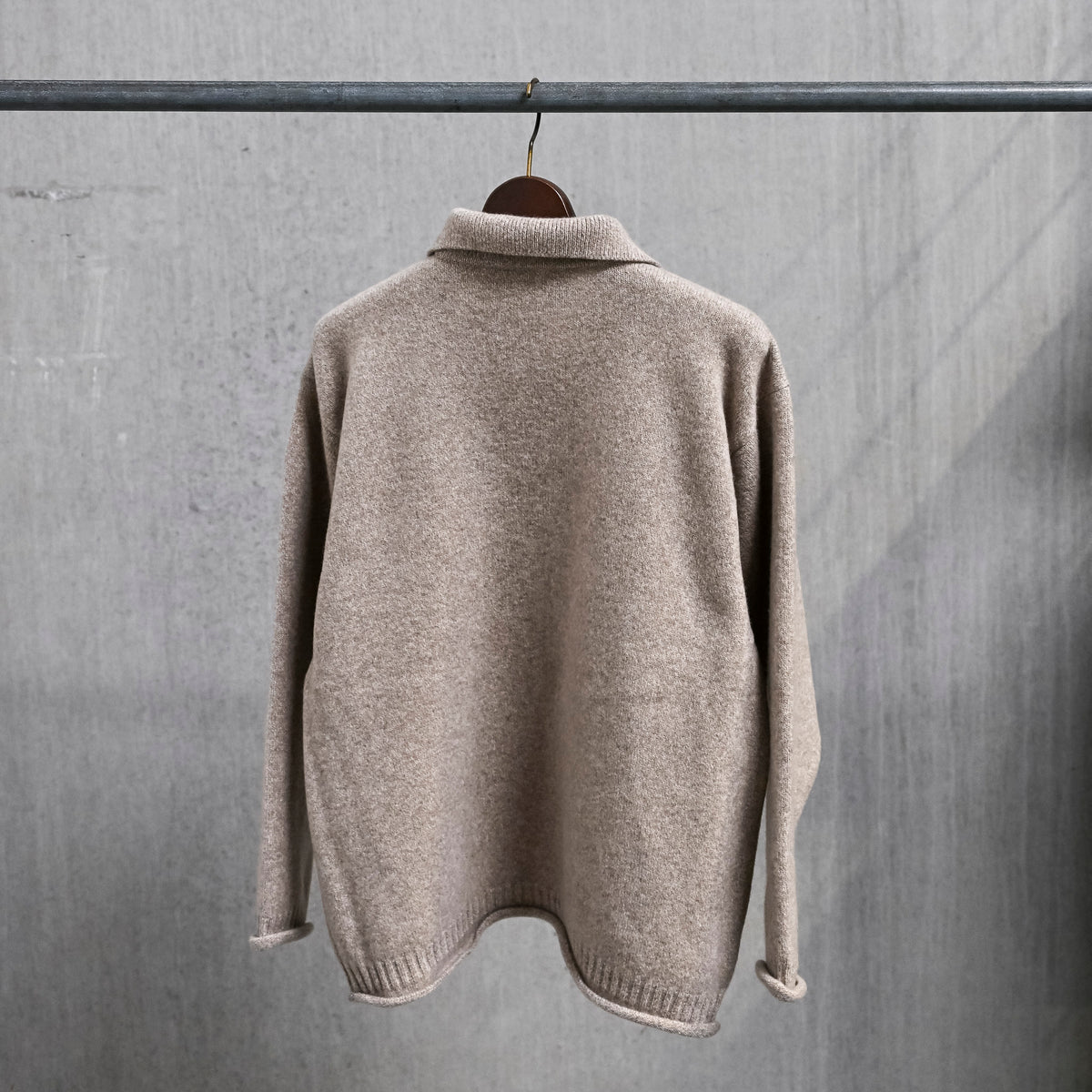 Olde H &amp; Daughter Wool Cashmere Zip Polo Stone