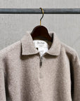 Olde H & Daughter Wool Cashmere Zip Polo Stone