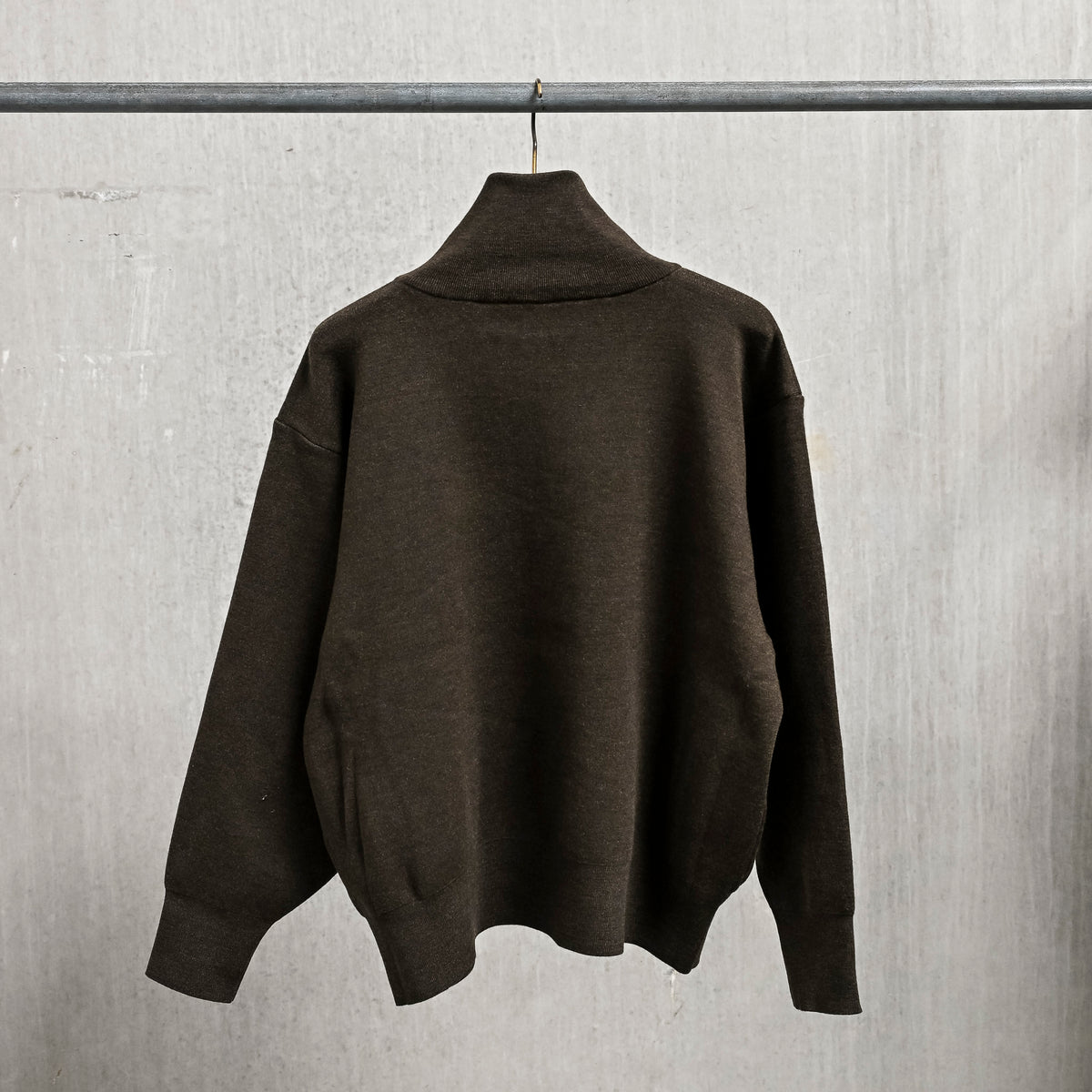 Olde H &amp; Daughter Wool Track Half Zip Dark Brown