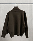 Olde H & Daughter Wool Track Half Zip Dark Brown