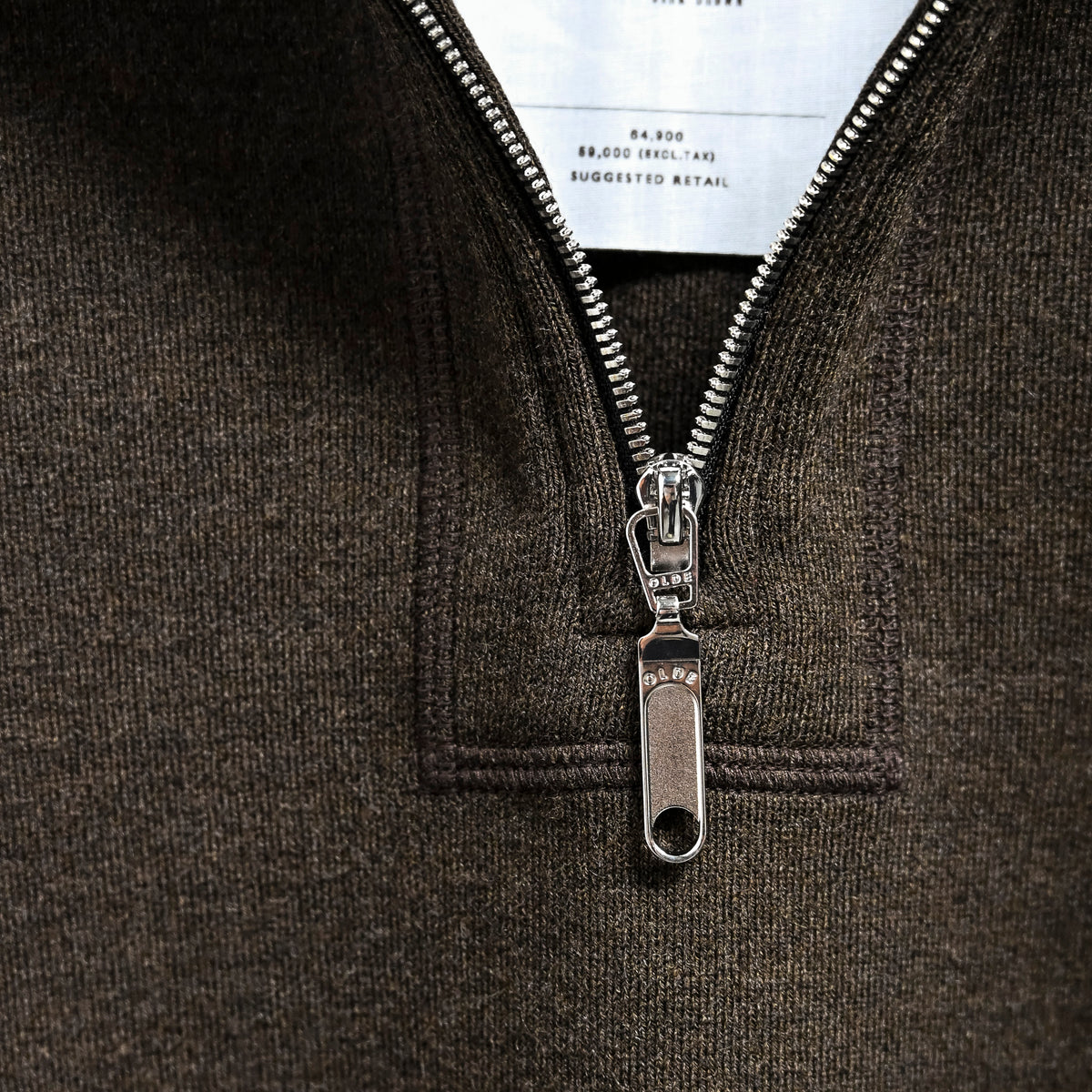 Olde H &amp; Daughter Wool Track Half Zip Dark Brown