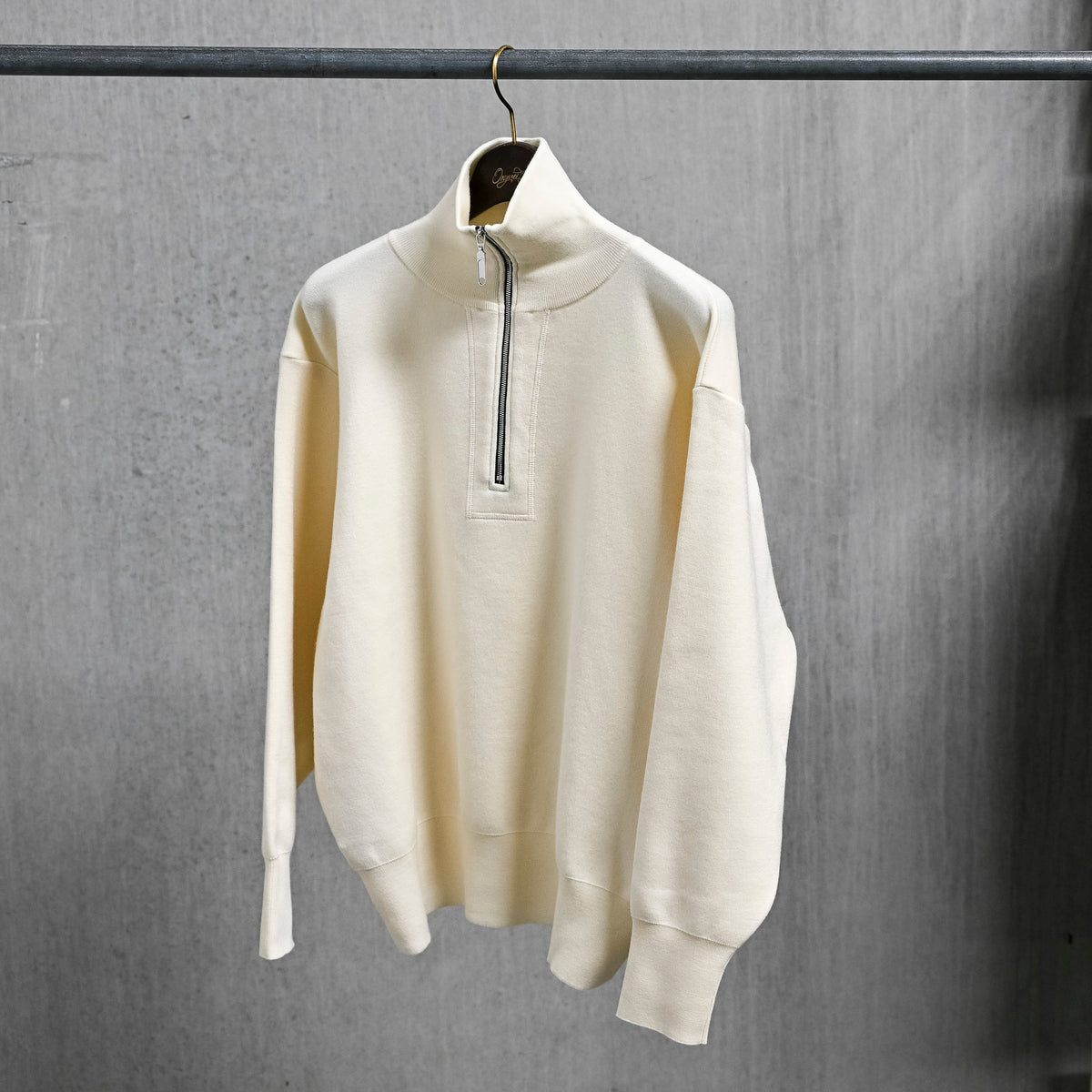 Olde H &amp; Daughter Wool Track Half Zip Ecru