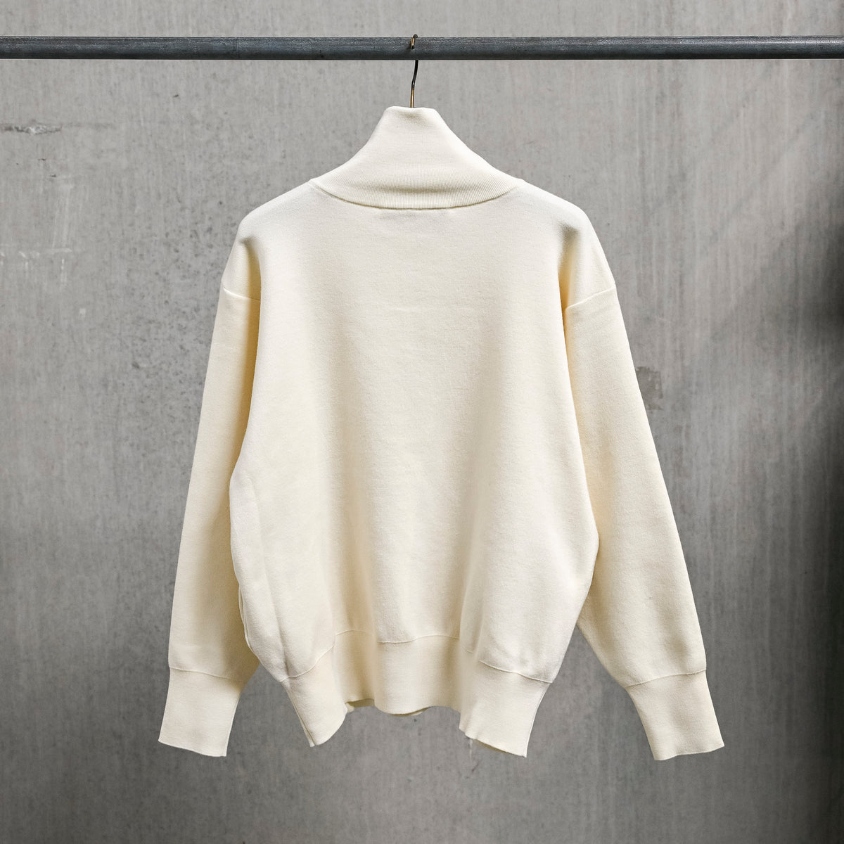 Olde H &amp; Daughter Wool Track Half Zip Ecru