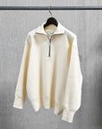 Olde H & Daughter Wool Track Half Zip Ecru