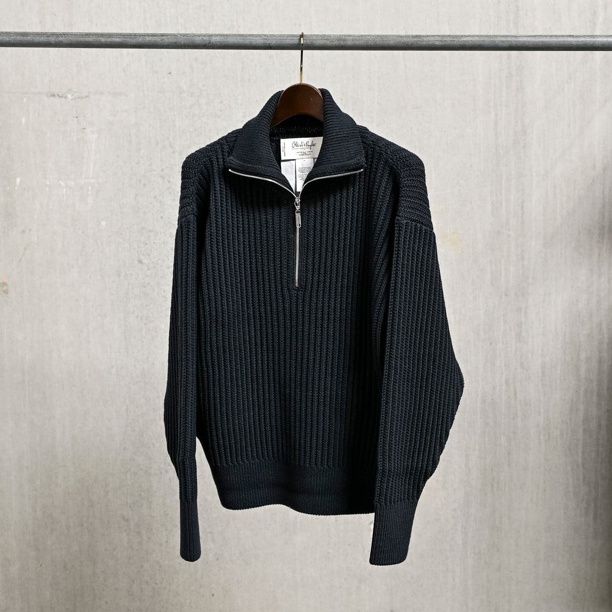 Olde H &amp; Daughter Twist Wool Half Zip Mid Nite