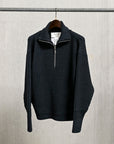 Olde H & Daughter Twist Wool Half Zip Mid Nite