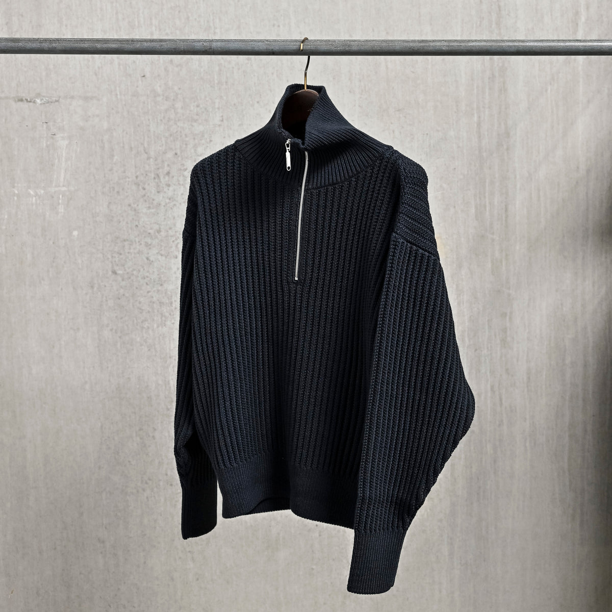 Olde H &amp; Daughter Twist Wool Half Zip Mid Nite