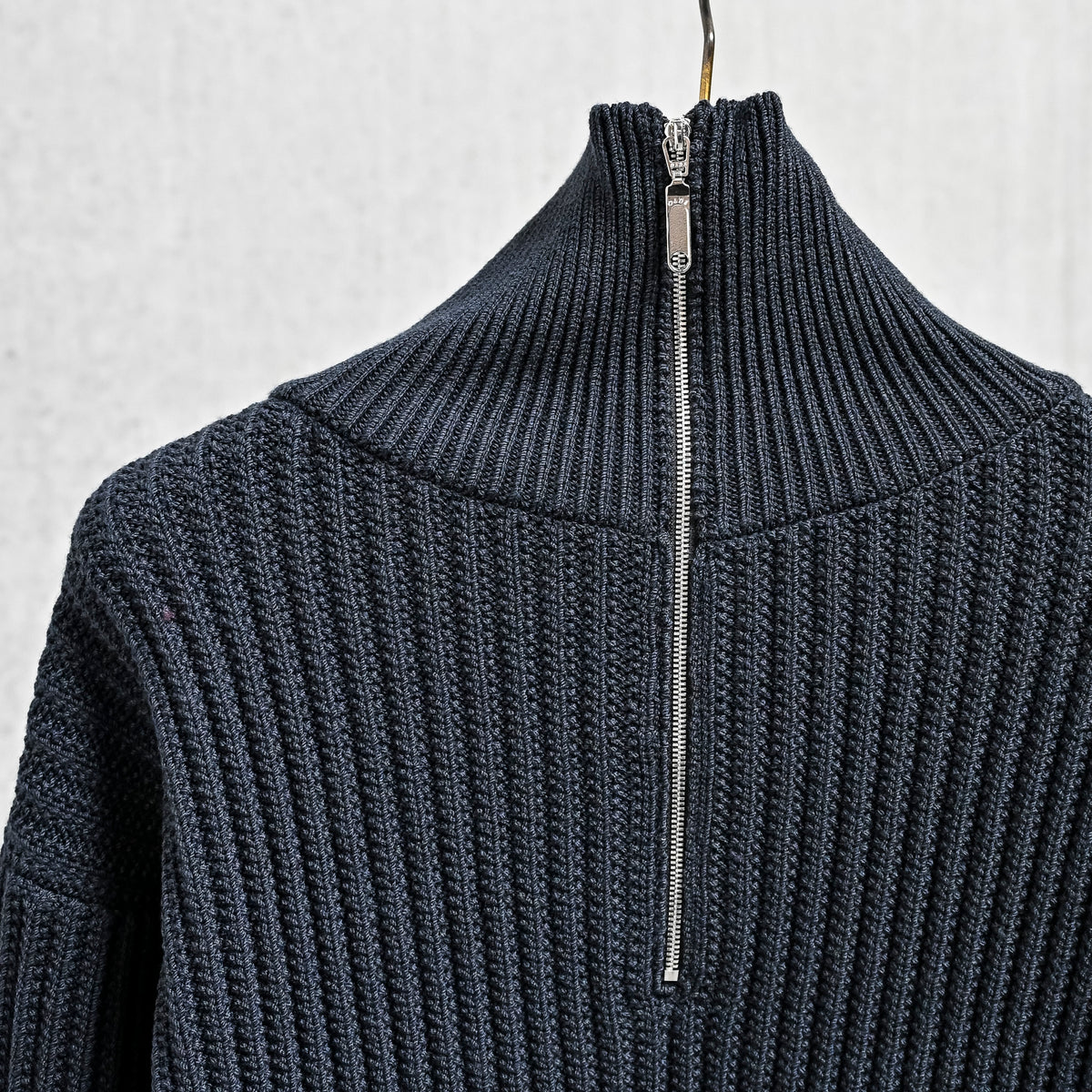 Olde H &amp; Daughter Twist Wool Half Zip Mid Nite
