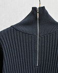 Olde H & Daughter Twist Wool Half Zip Mid Nite