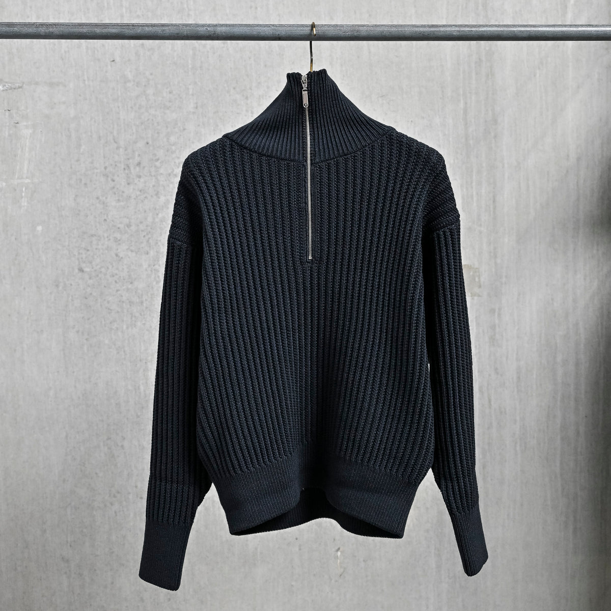 Olde H &amp; Daughter Twist Wool Half Zip Mid Nite