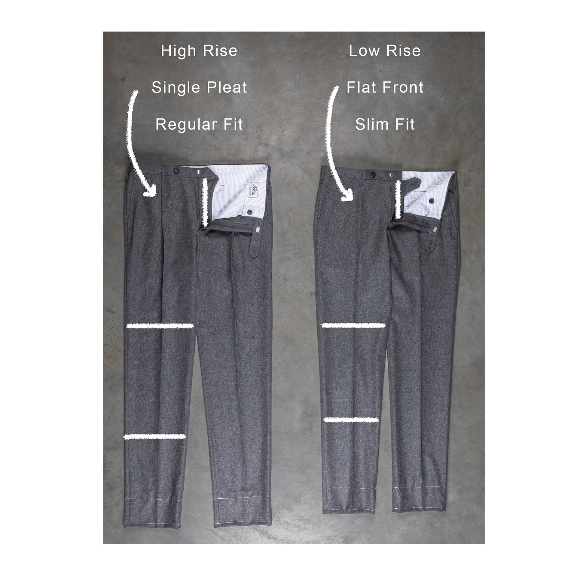 Rota Pantaloni medium Rise Slim Fit Lightweight Flannel Grigio
