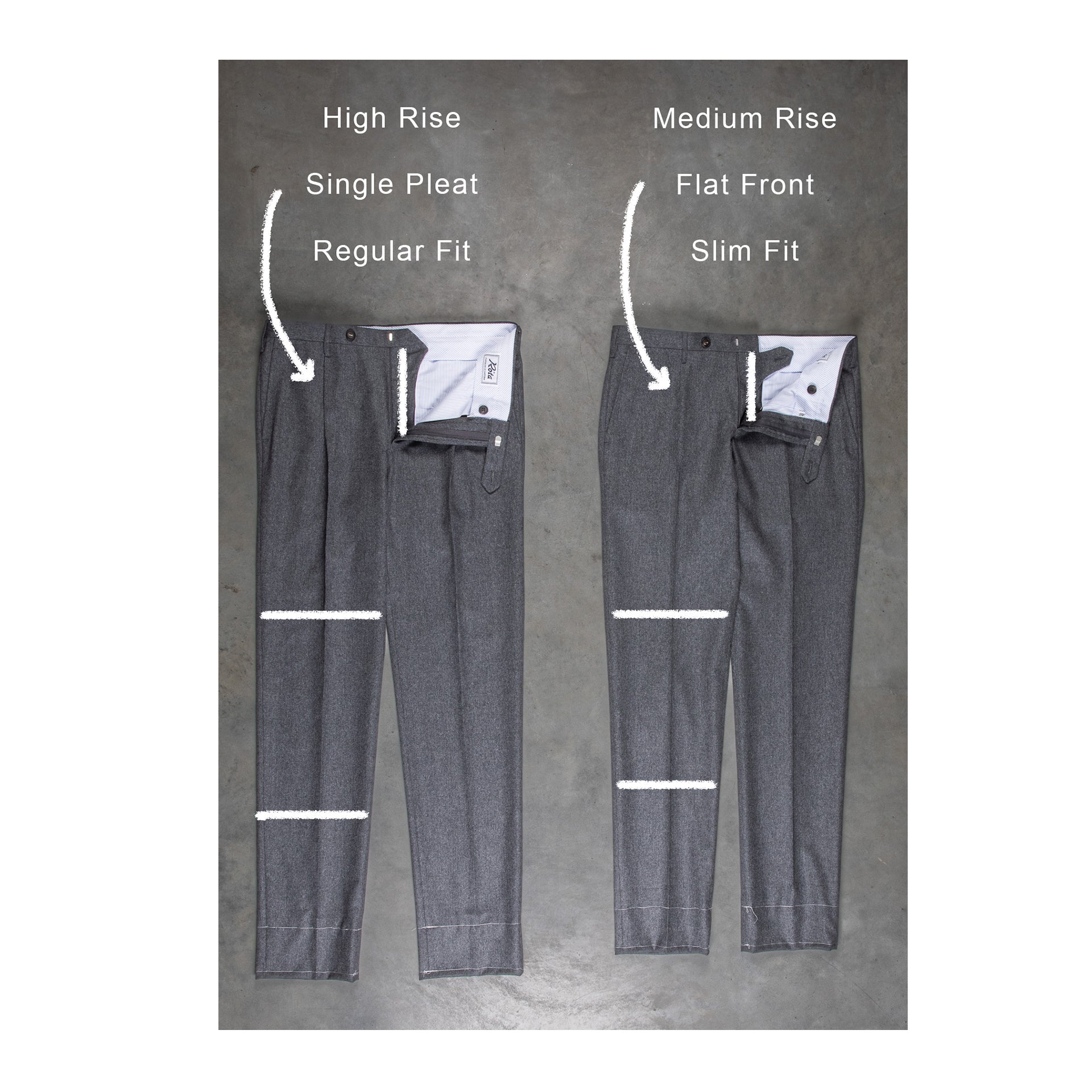 Rota Pantaloni medium Rise Slim Fit Lightweight Flannel Grigio Scuro