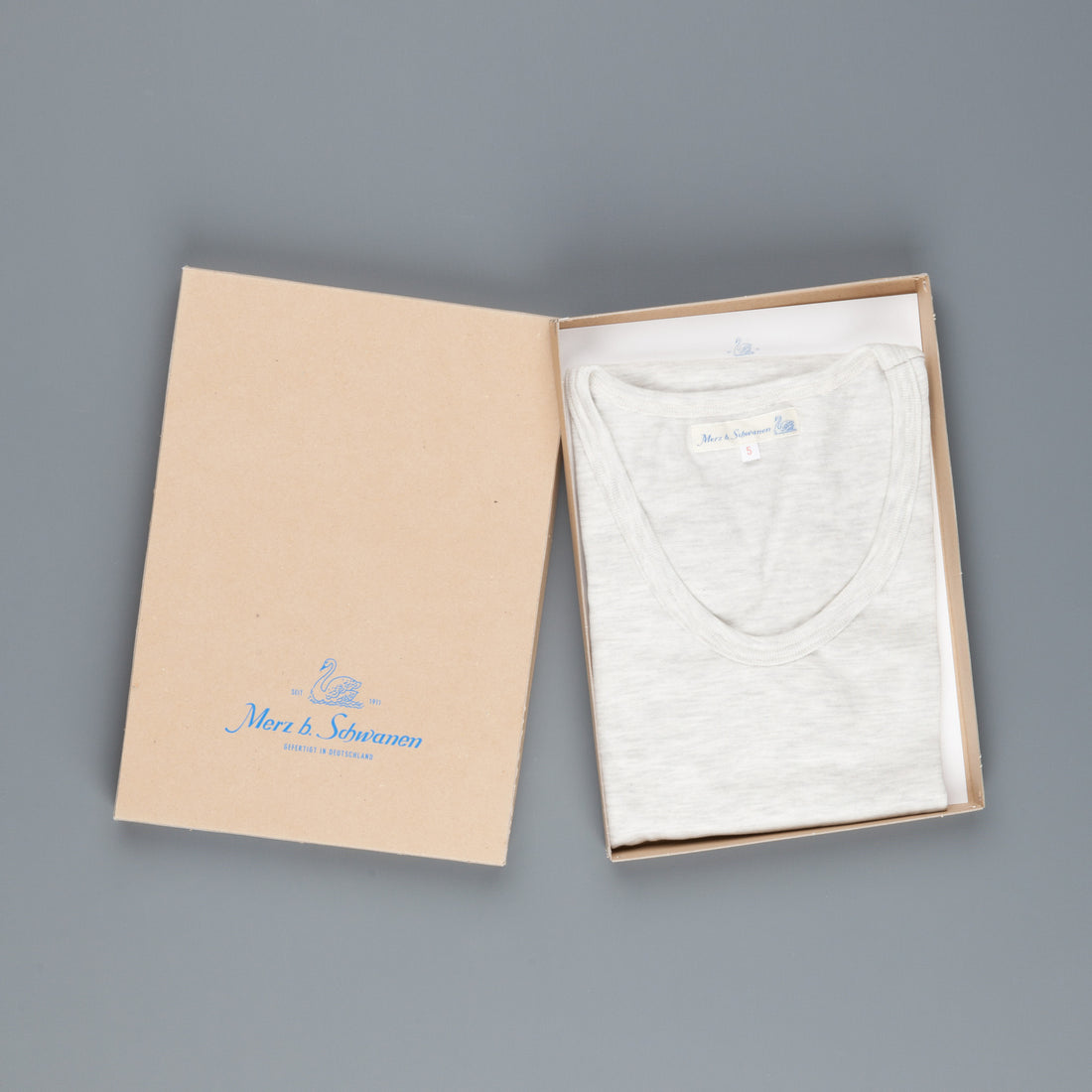 Merz B Schwanen 114V 20'ies V shirt 1 thread maco grey melange