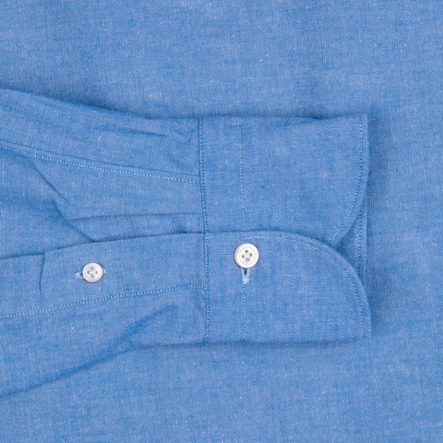 Finamore Gaeta Fit Collo Sergio Chambray Blu Scuro