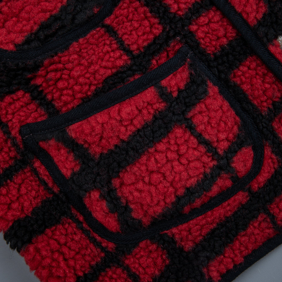 RRL B.B Fleece Vest Red and Black