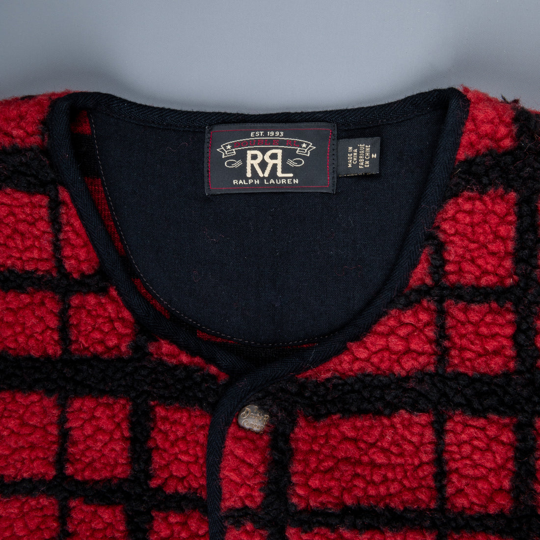 RRL B.B Fleece Vest Red and Black