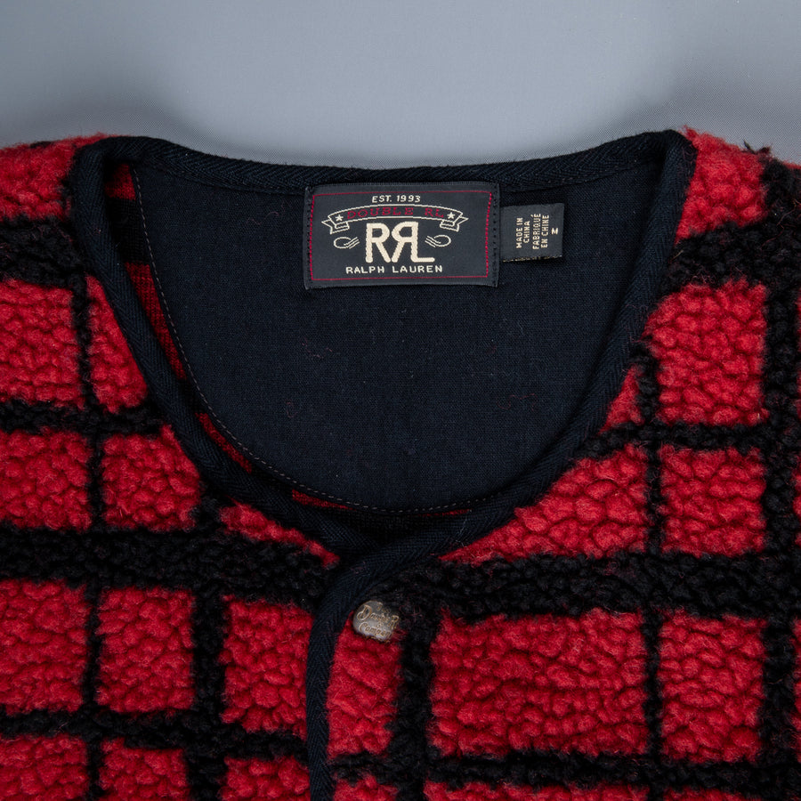 RRL B.B Fleece Vest Red and Black