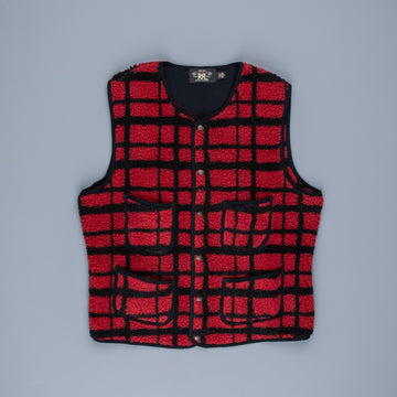 RRL B.B Fleece Vest Red and Black