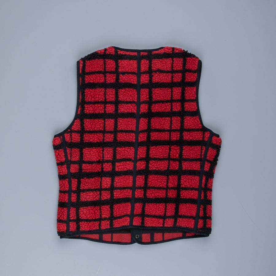 RRL B.B Fleece Vest Red and Black