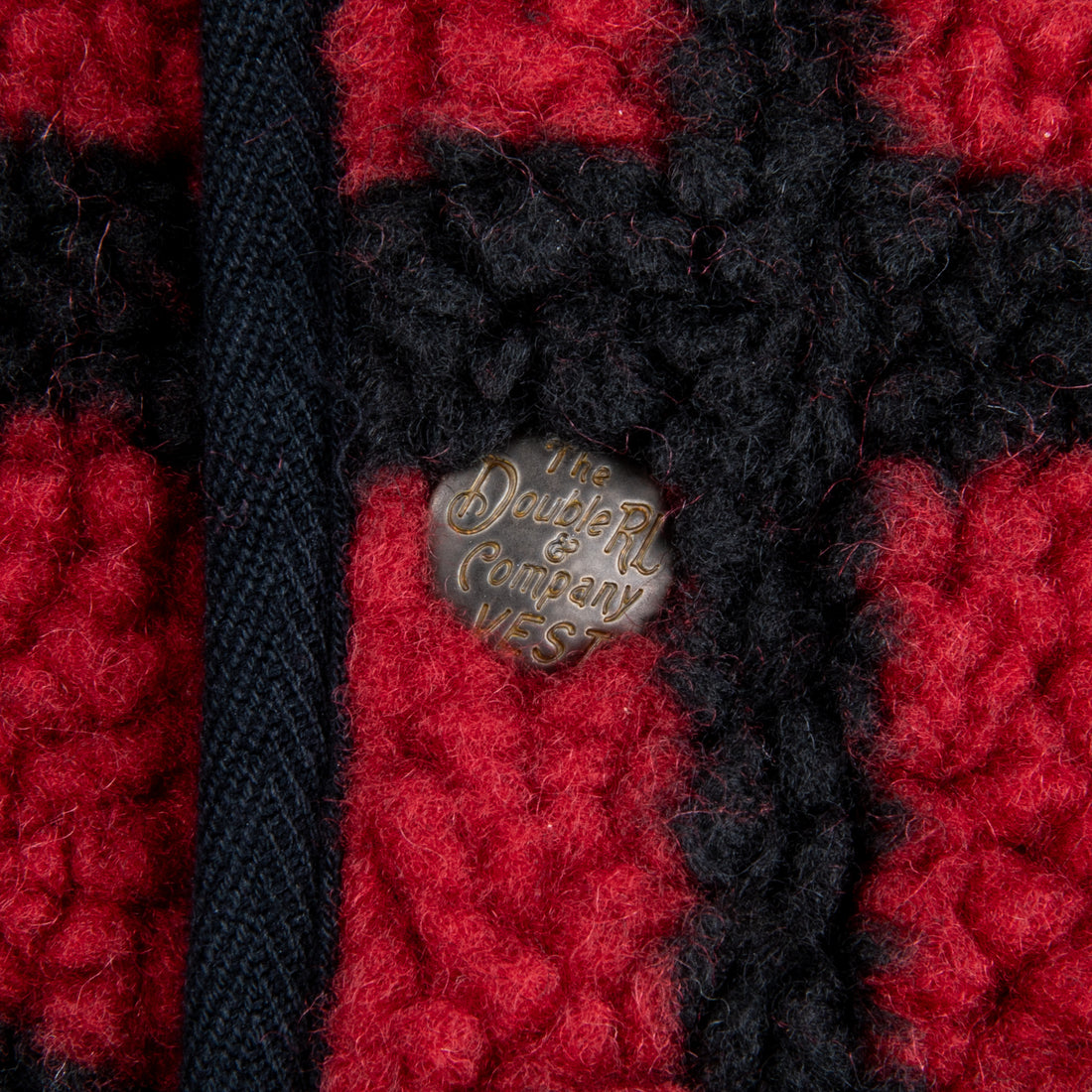 RRL B.B Fleece Vest Red and Black