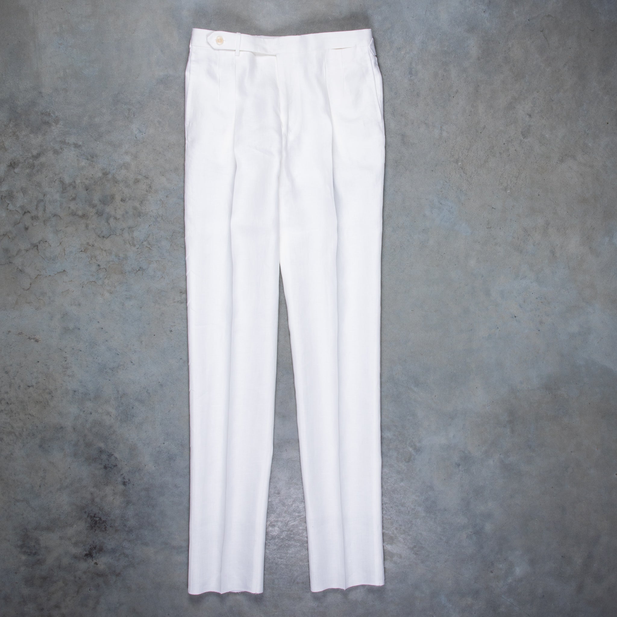Rota Pantaloni High Rise Regular Fit Herringbone Linen White – Frans ...