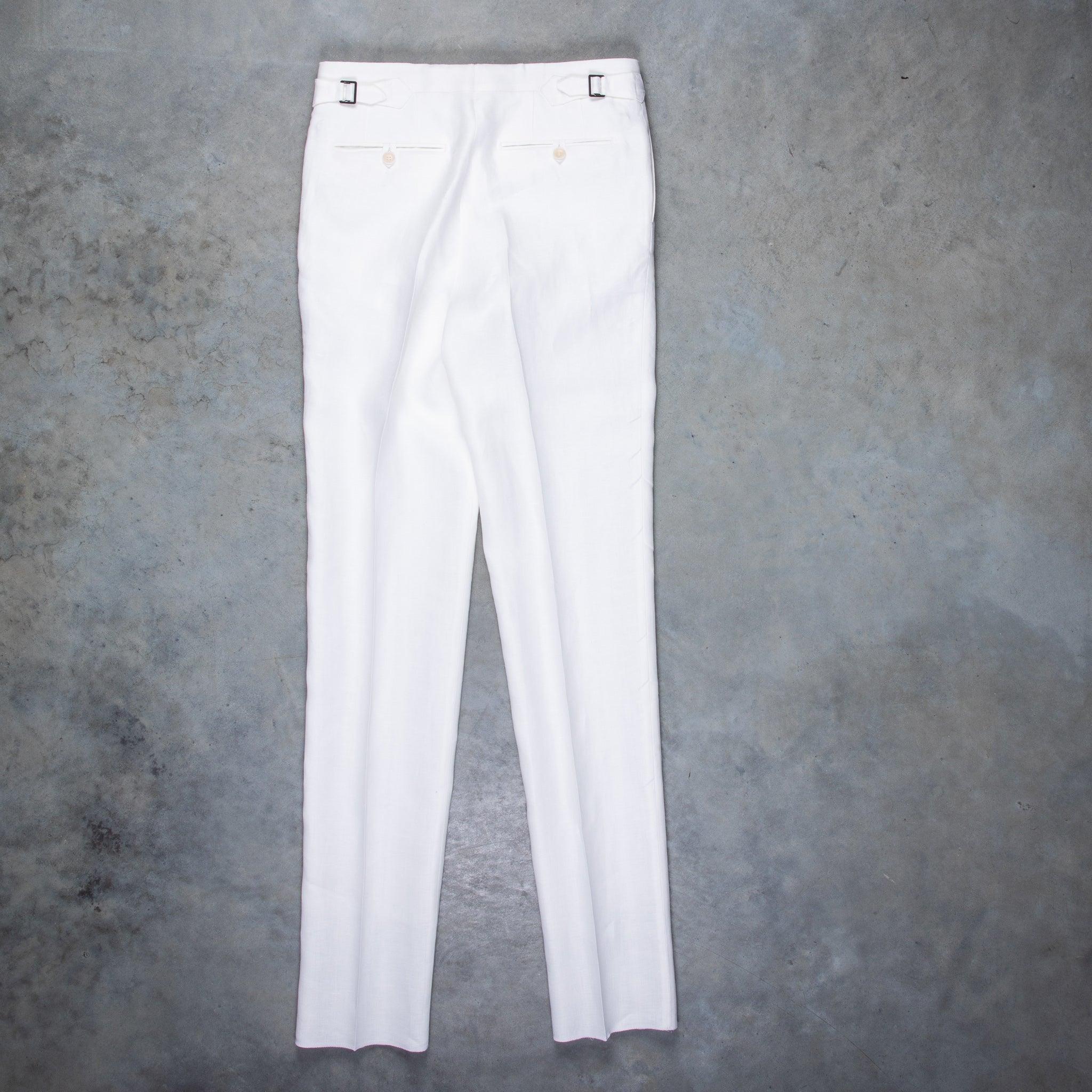 Rota Pantaloni High Rise Regular Fit Herringbone Linen White