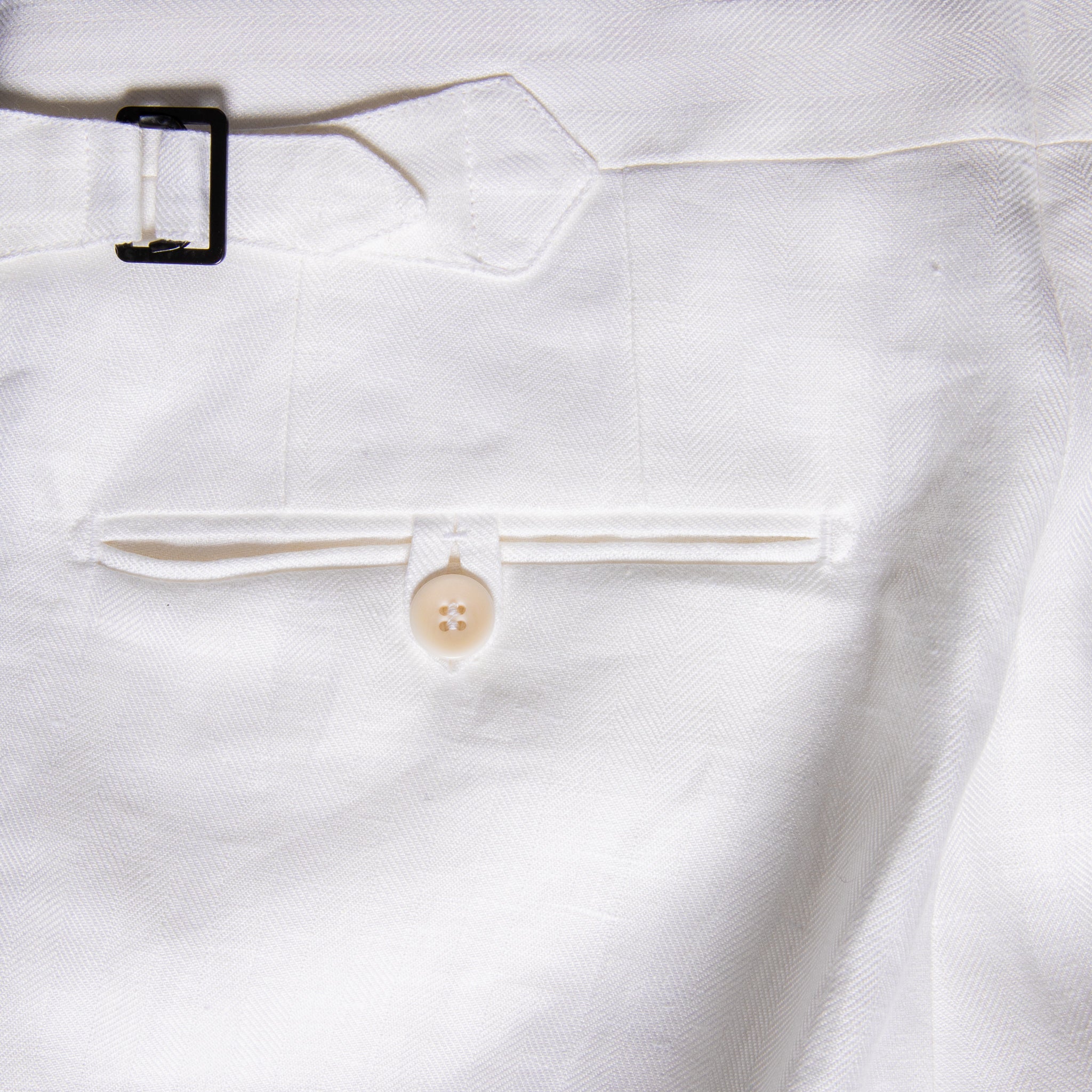 Rota Pantaloni High Rise Regular Fit Herringbone Linen White