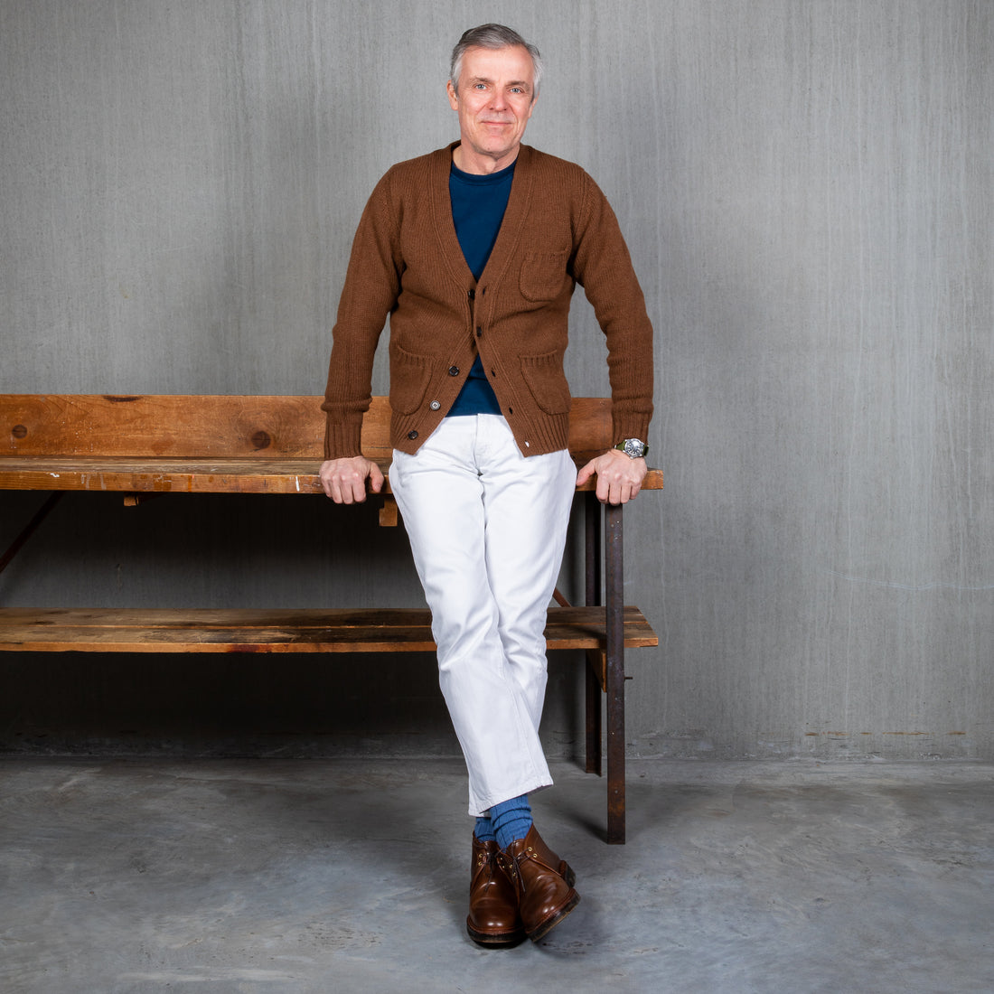 William Lockie x Frans Boone Alain 3-Pocket Cardigan Lambswool Spaniel