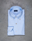 Finamore Gaeta Shirt Lucio Collar washed oxford celeste