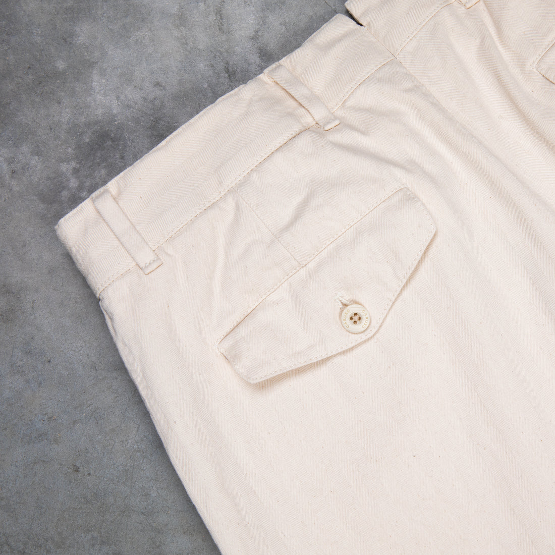 Caruso herringbone cotton pants ecru