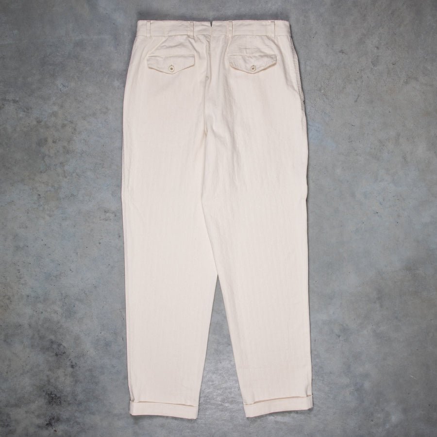 Caruso herringbone cotton pants ecru
