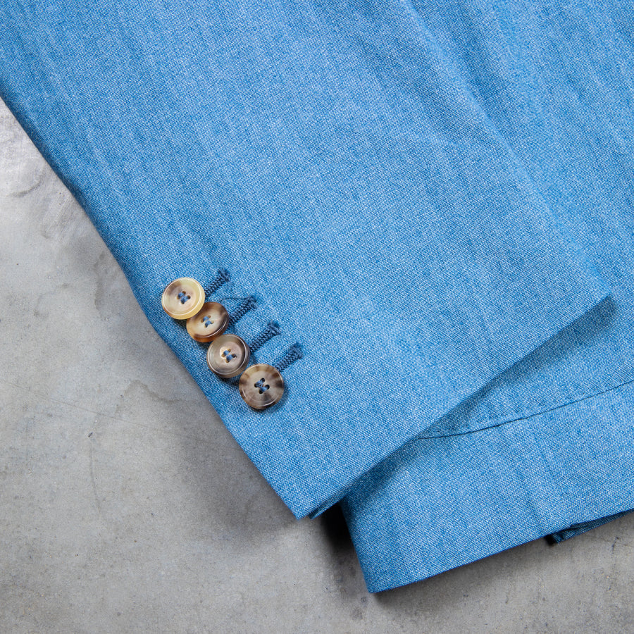 De Petrillo Camerelle Double Breasted Chambray Blazer