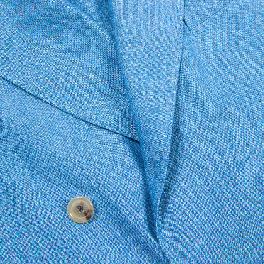 De Petrillo Camerelle Double Breasted Chambray Blazer