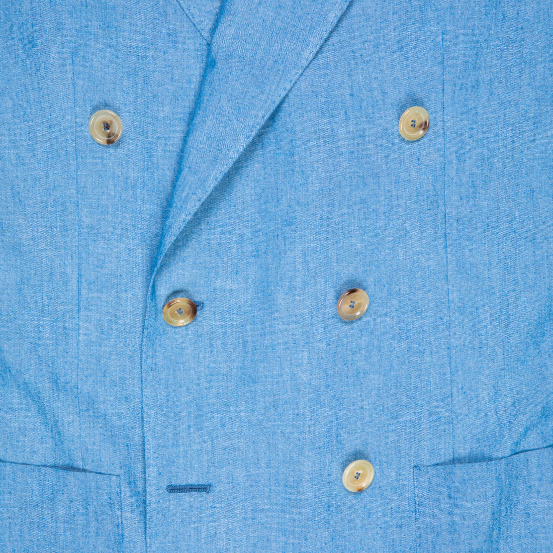De Petrillo Camerelle Double Breasted Chambray Blazer