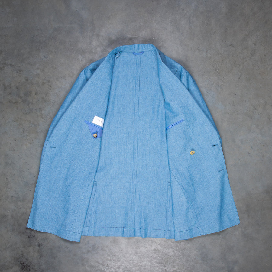 De Petrillo Camerelle Double Breasted Chambray Blazer