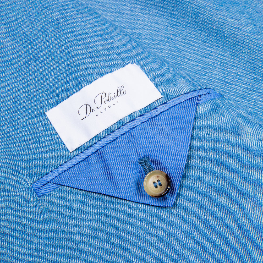 De Petrillo Camerelle Double Breasted Chambray Blazer