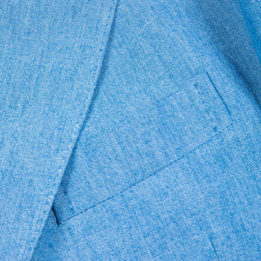De Petrillo Camerelle Double Breasted Chambray Blazer