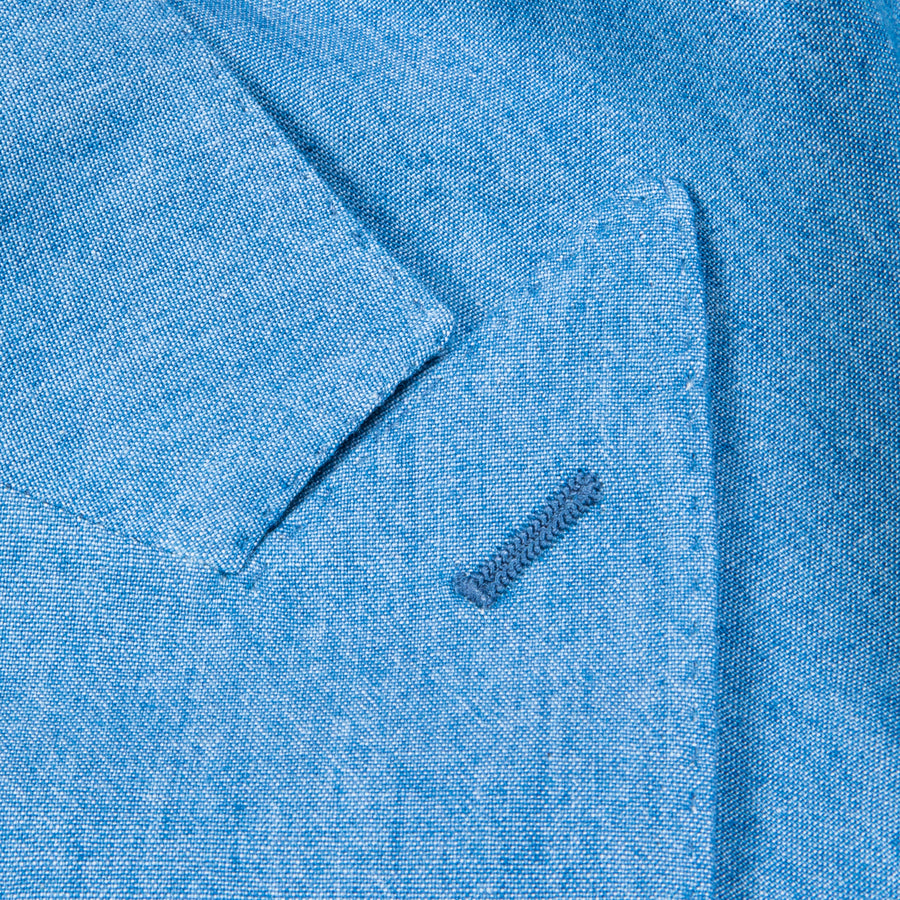 De Petrillo Camerelle Double Breasted Chambray Blazer