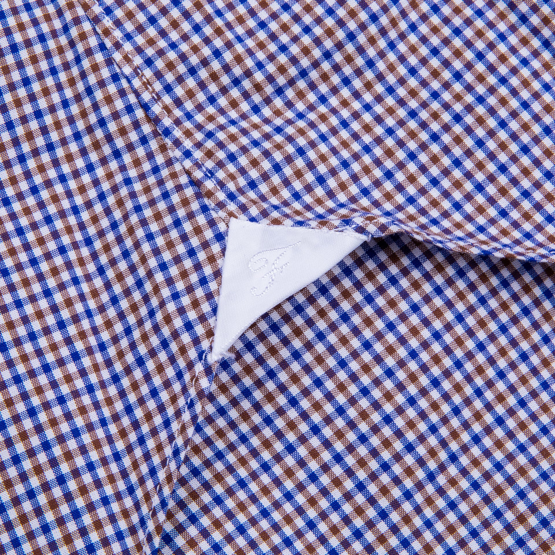 Finamore Gaeta Fit Collo Sergio Piccolo Percalle Blu Marrone