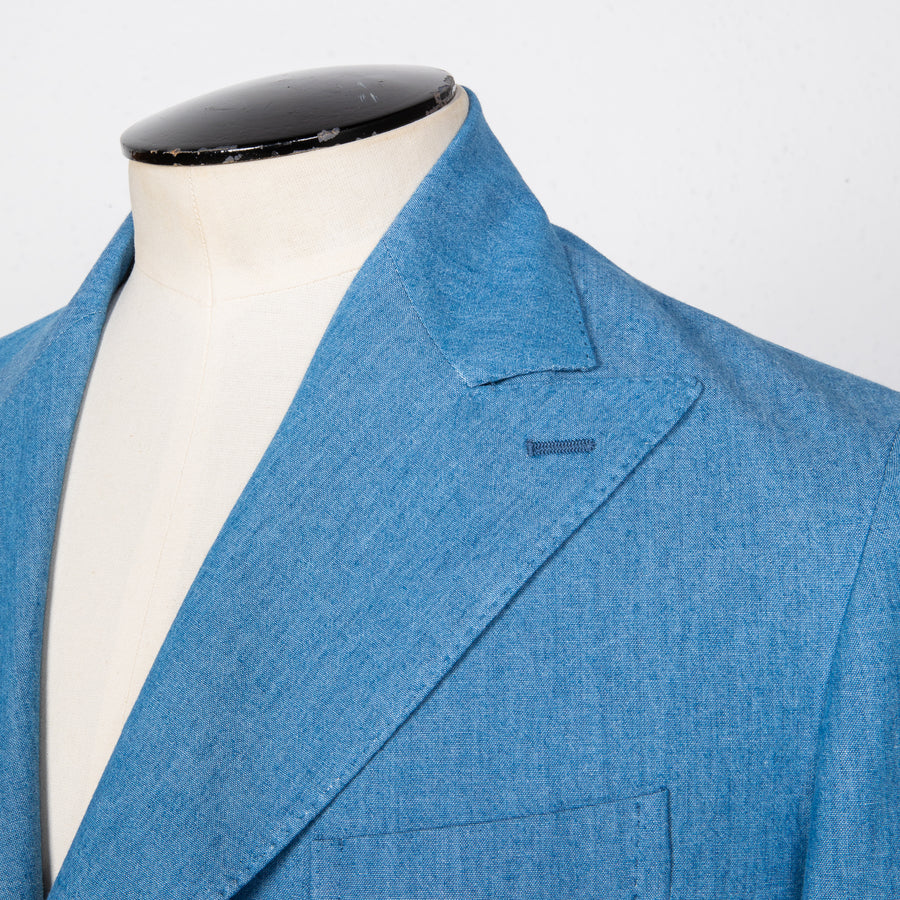De Petrillo Camerelle Double Breasted Chambray Blazer