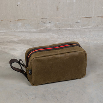 Croots Waxed Canvas Wash Bag Olive