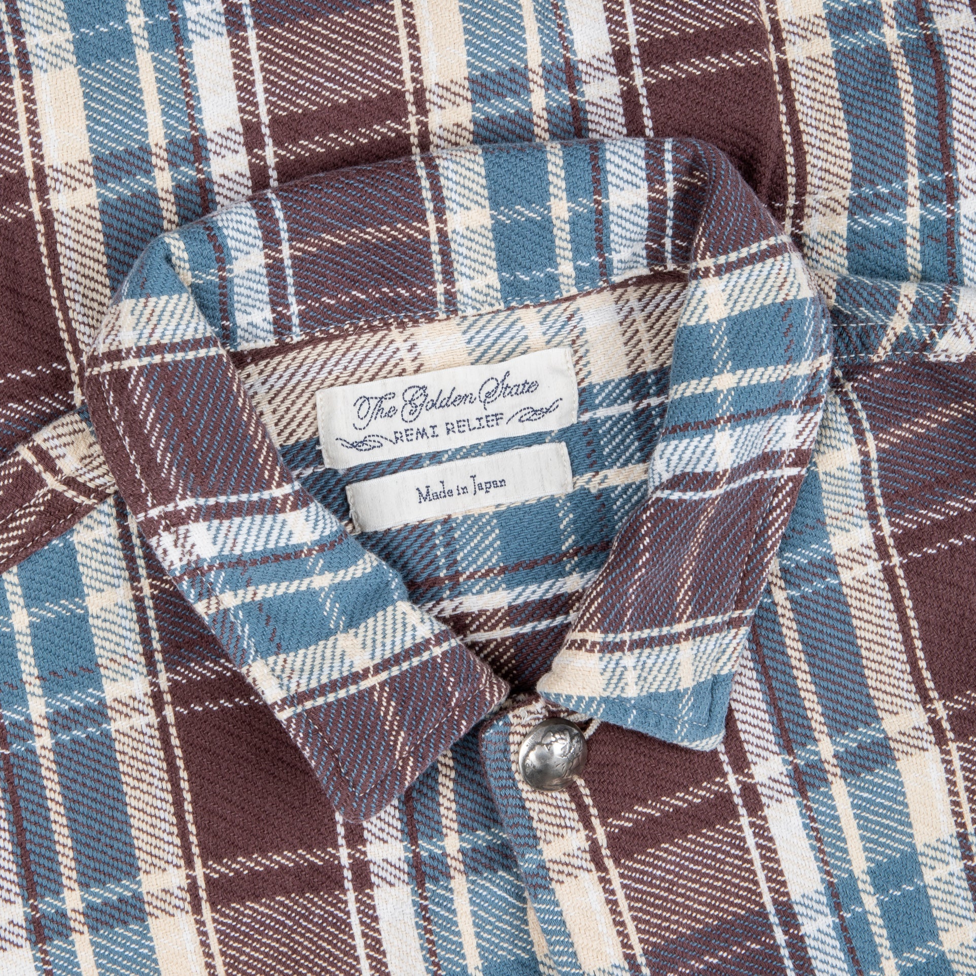 Remi Relief twill checked wide shirt brown