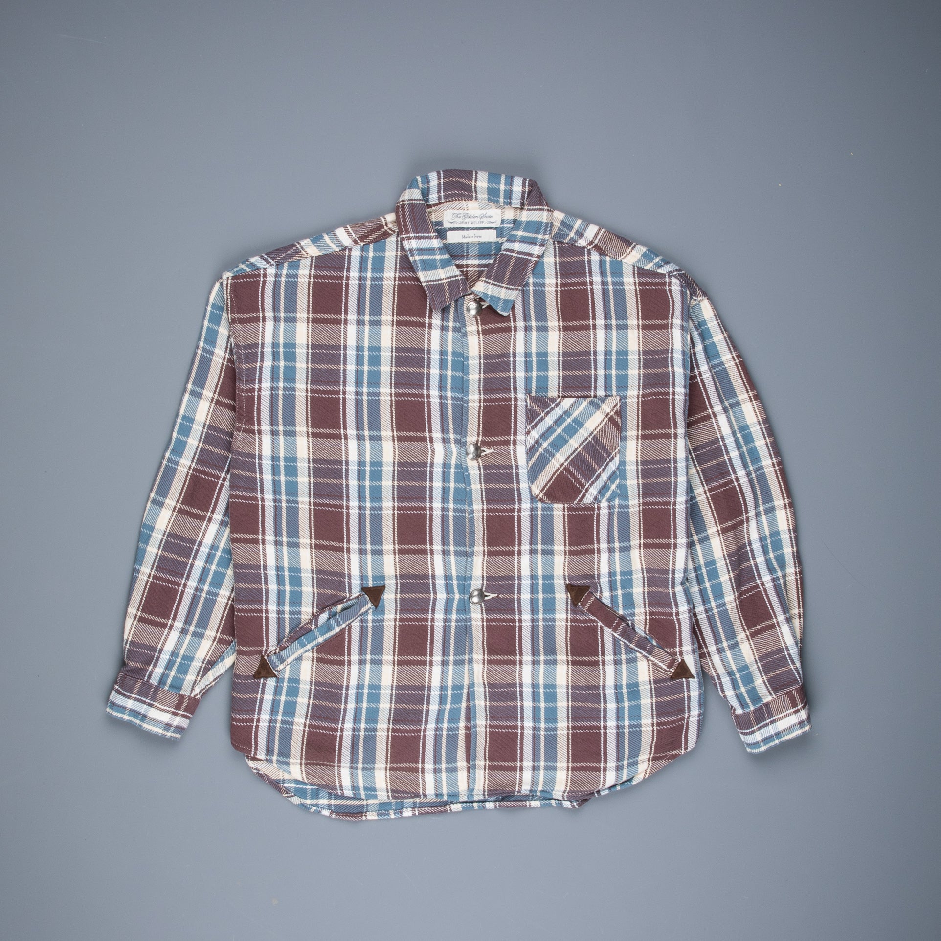 Remi Relief twill checked wide shirt brown