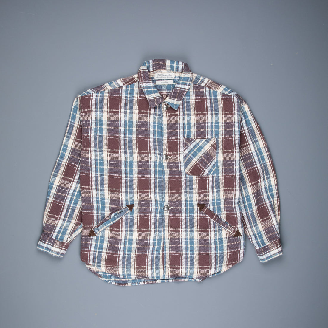 Remi Relief twill checked wide shirt brown
