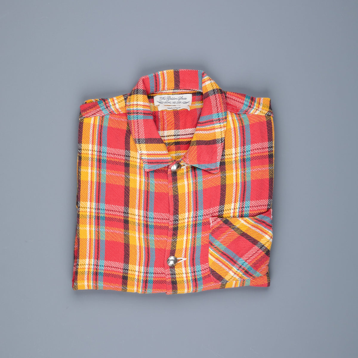 Remi Relief twill checked wide shirt red – Frans Boone Store
