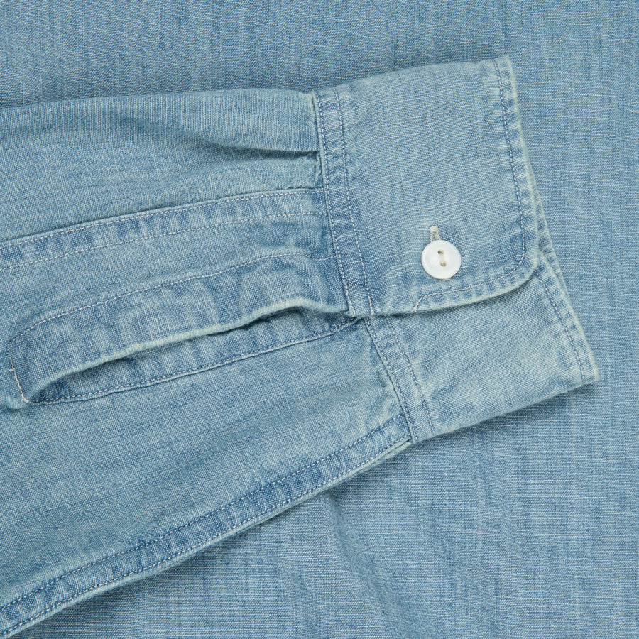 RRL Illinois West Long Sleeve Sport Shirt Medium Wash Chambray