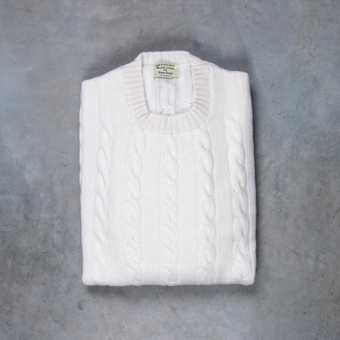 William Lockie Chirnside Cashmere Cable Crew Neck Snow White